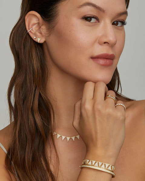 Narrow Hinged Bracelet with Diamonds