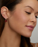 Pink Tourmaline, Rhodolite, and Diamond Drop Earrings