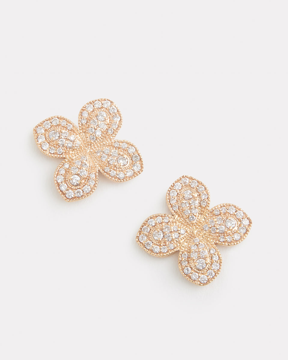 Diamond Flower Studs