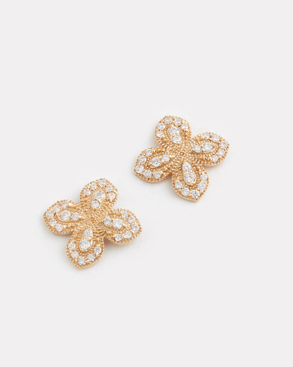 Petite Diamond Flower Studs
