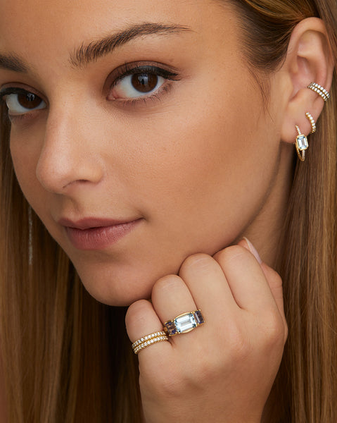 Emerald Cut Aquamarine Hoop