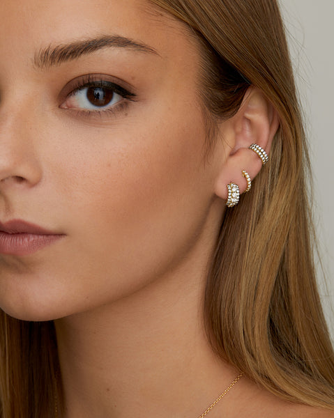 Three Row Diamond Hoops with Blackened Edge