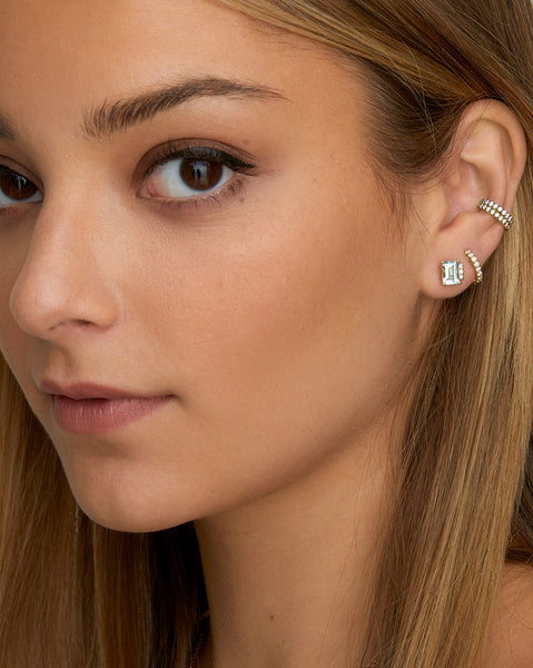 Asymmetrical Emerald Cut Aquamarine Studs