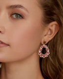 Diamond Detailed Pink Tourmaline Pear Shape Earrings