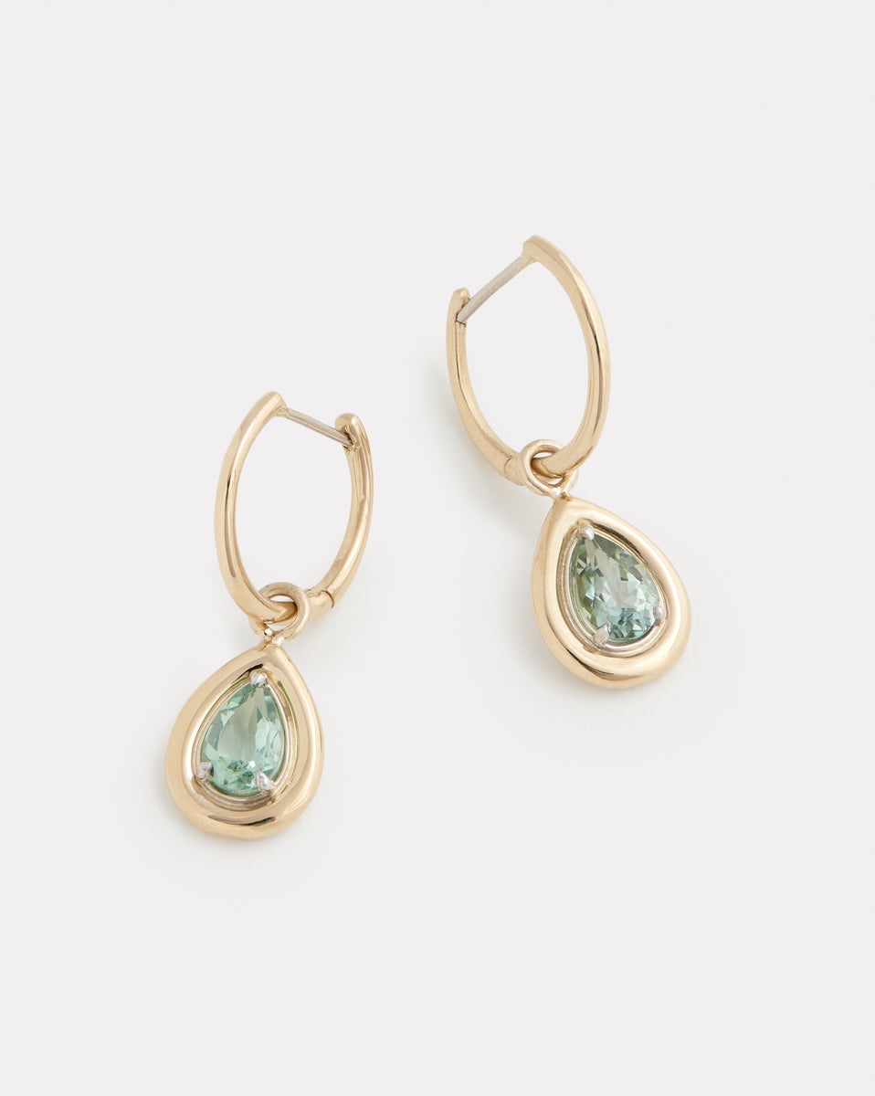 Hoop with Pear Shape Tourmaline Drop