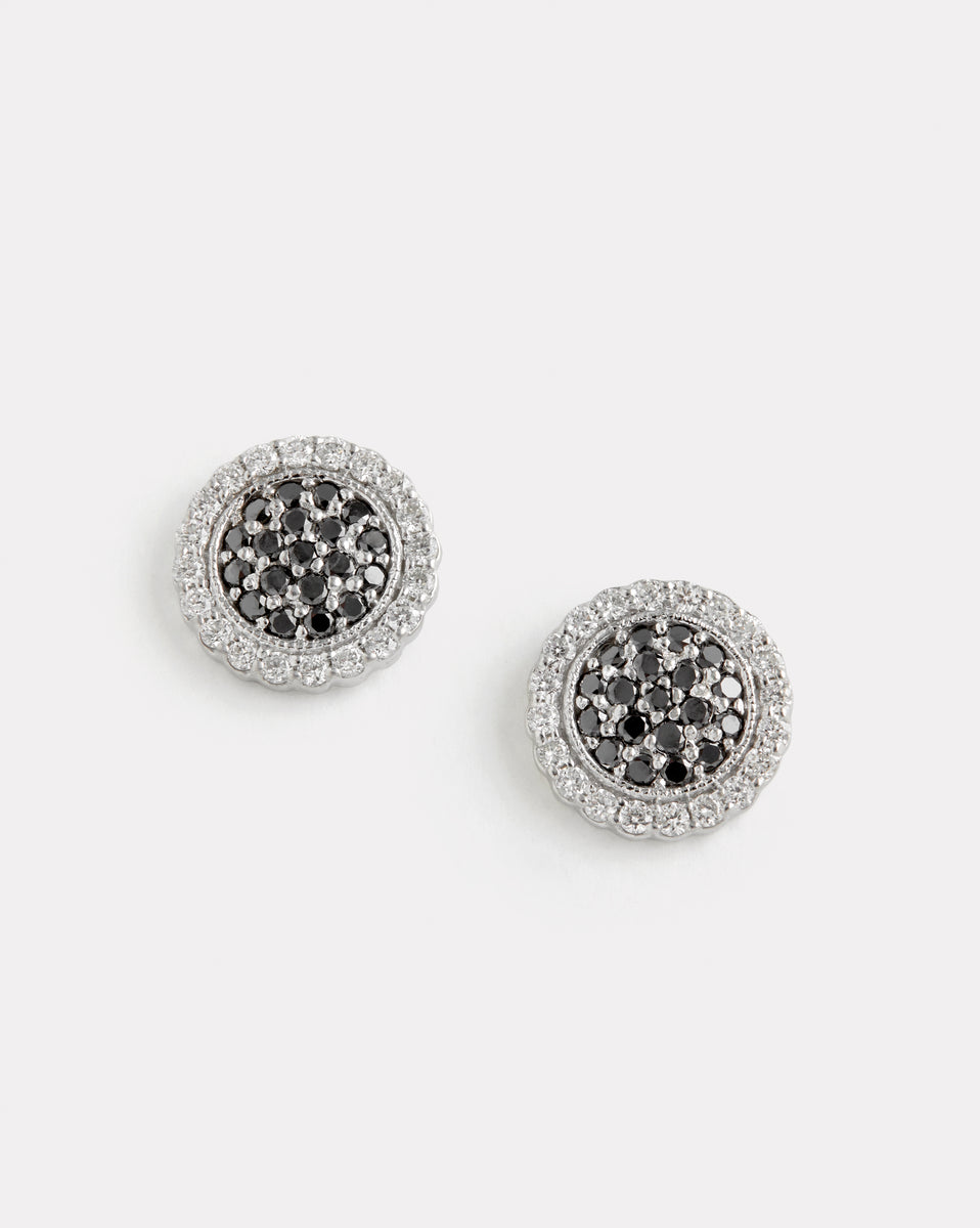 Black and White Diamond Disc Studs