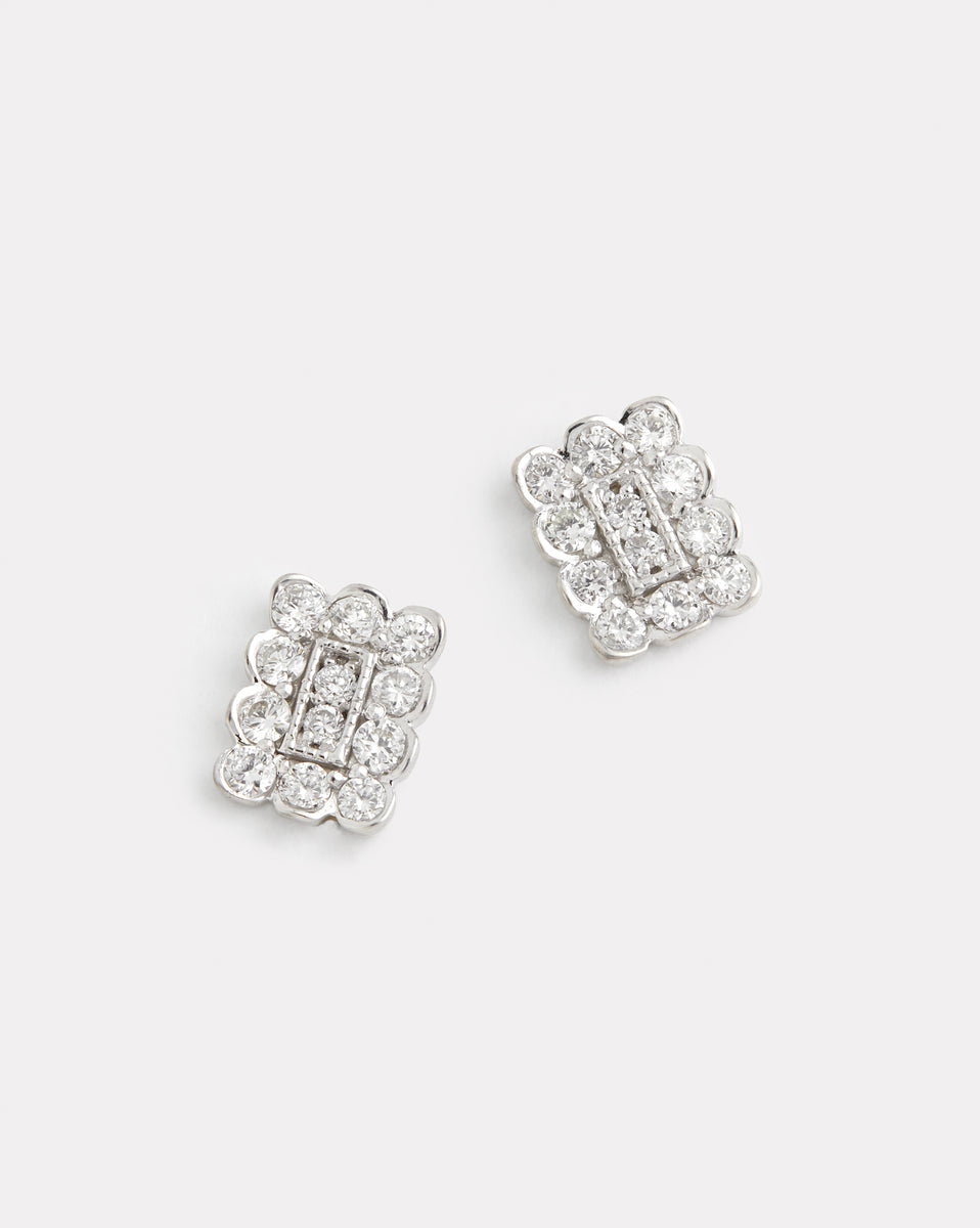 Rectangle Diamond Studs