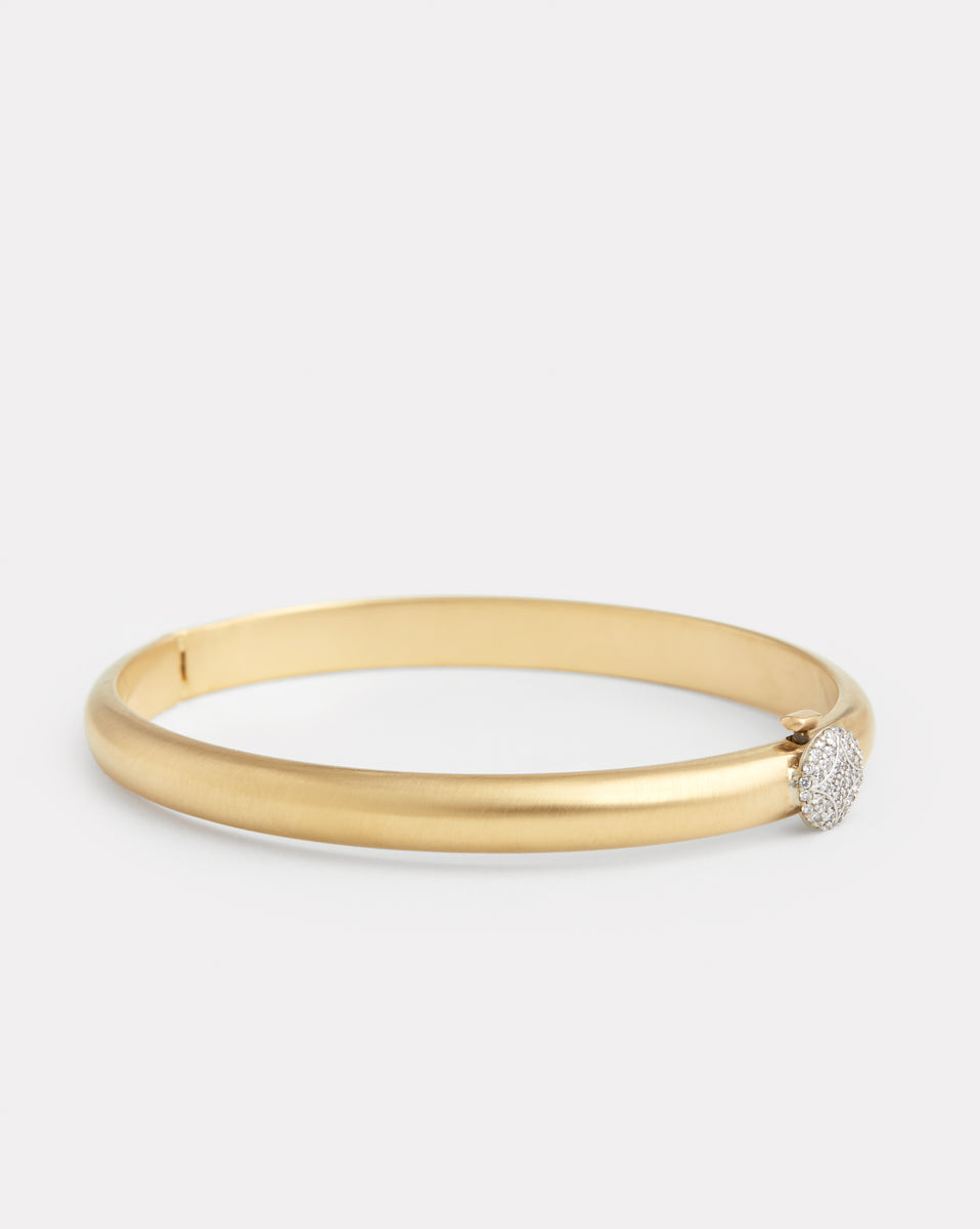 Hinged Bangle with Diamond Disc Closure