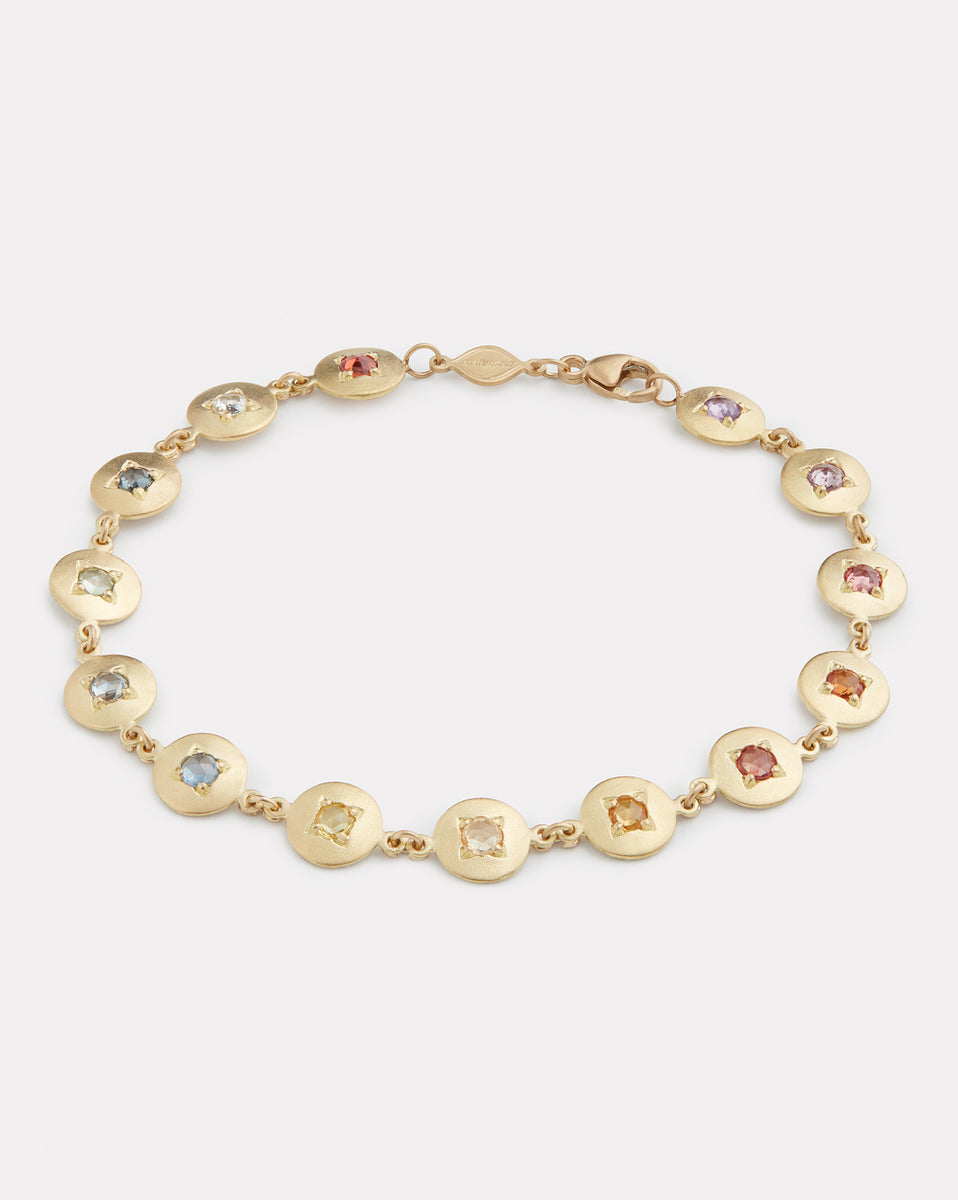 Rose Cut Sapphire Disc Bracelet