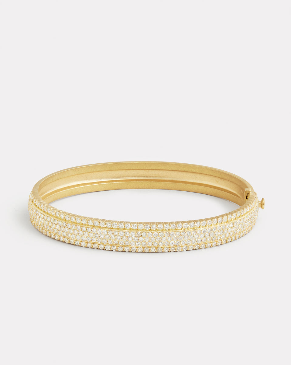 Diamond Edged Hinged Bracelet with Pave Diamonds