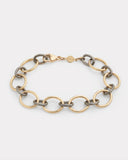 Oval Link Bracelet with Blackened Gold Links
