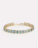 Emerald Cut London Blue Topaz and Diamond Bracelet