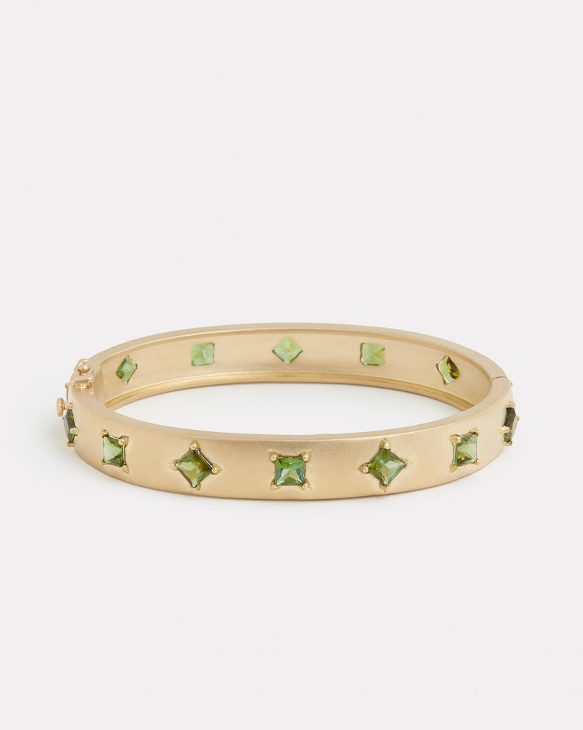 Princess Cut Green Tourmaline Bracelet