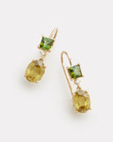 Green Tourmaline, Sphene, and Diamond Drop Earrings
