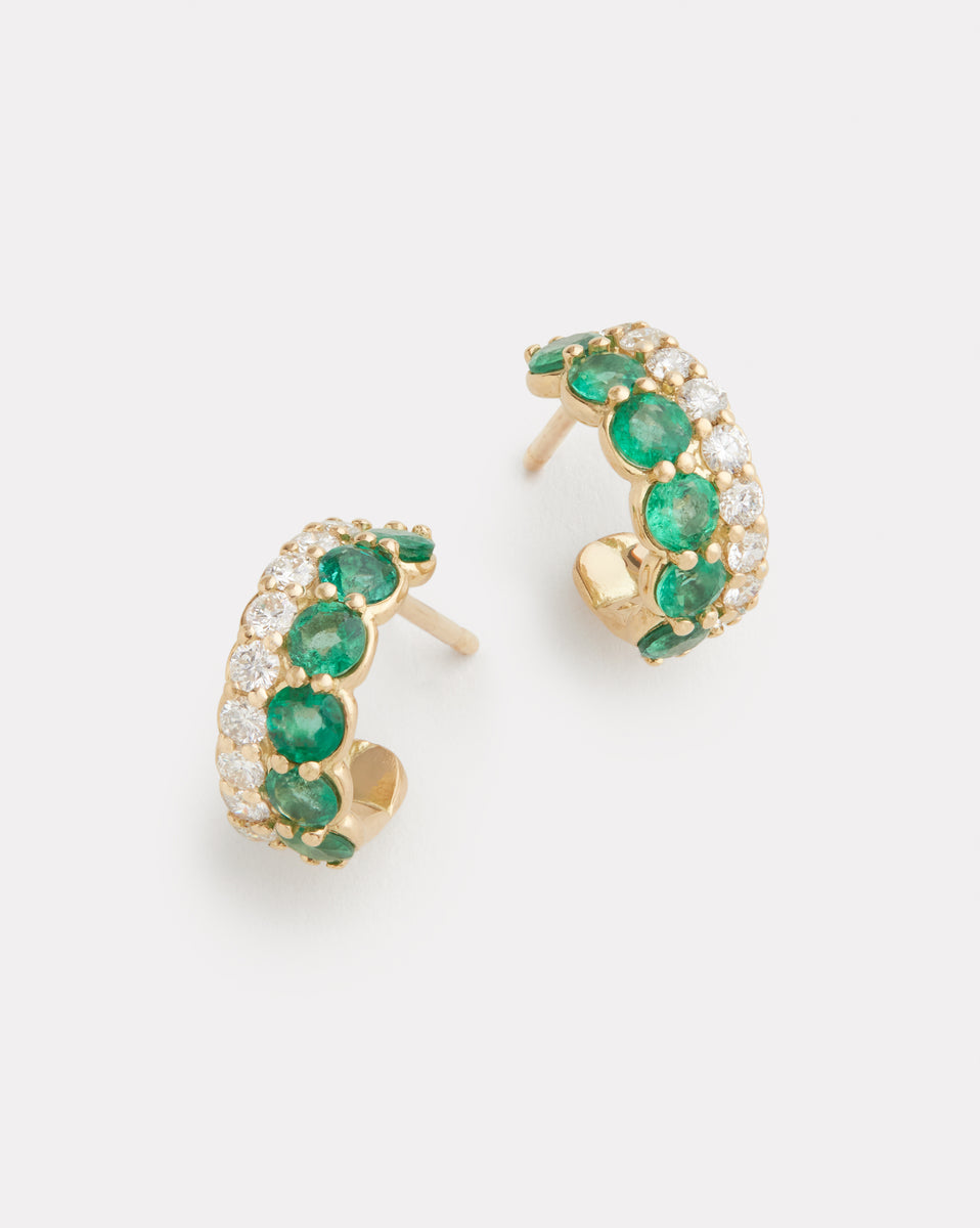 Emerald and Diamond Hoops