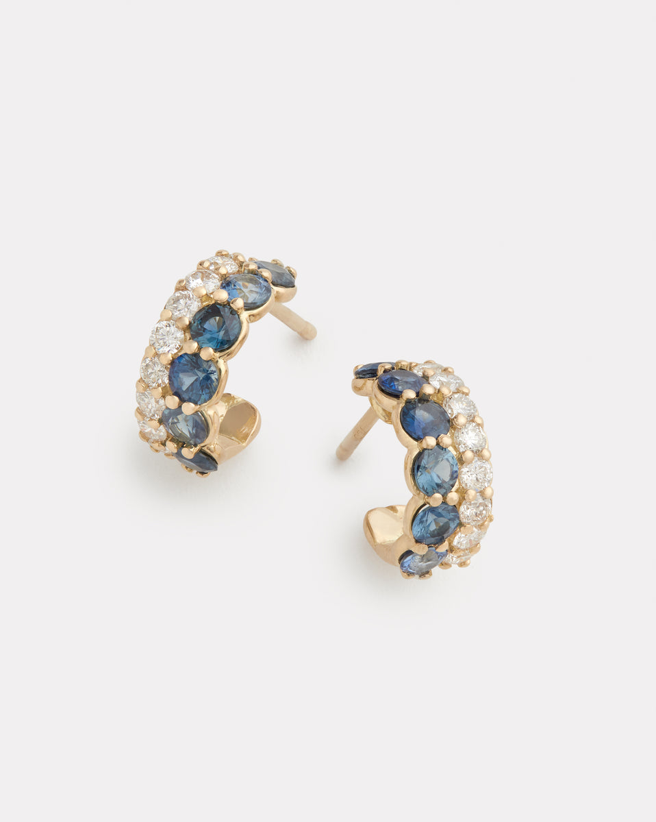 Sapphire and Diamond Hoops
