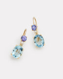 Tanzanite, Aquamarine, and Diamond Drop Earrings