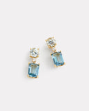 Double Drop Earring with Aquamarine, London Blue Topaz, and Diamonds