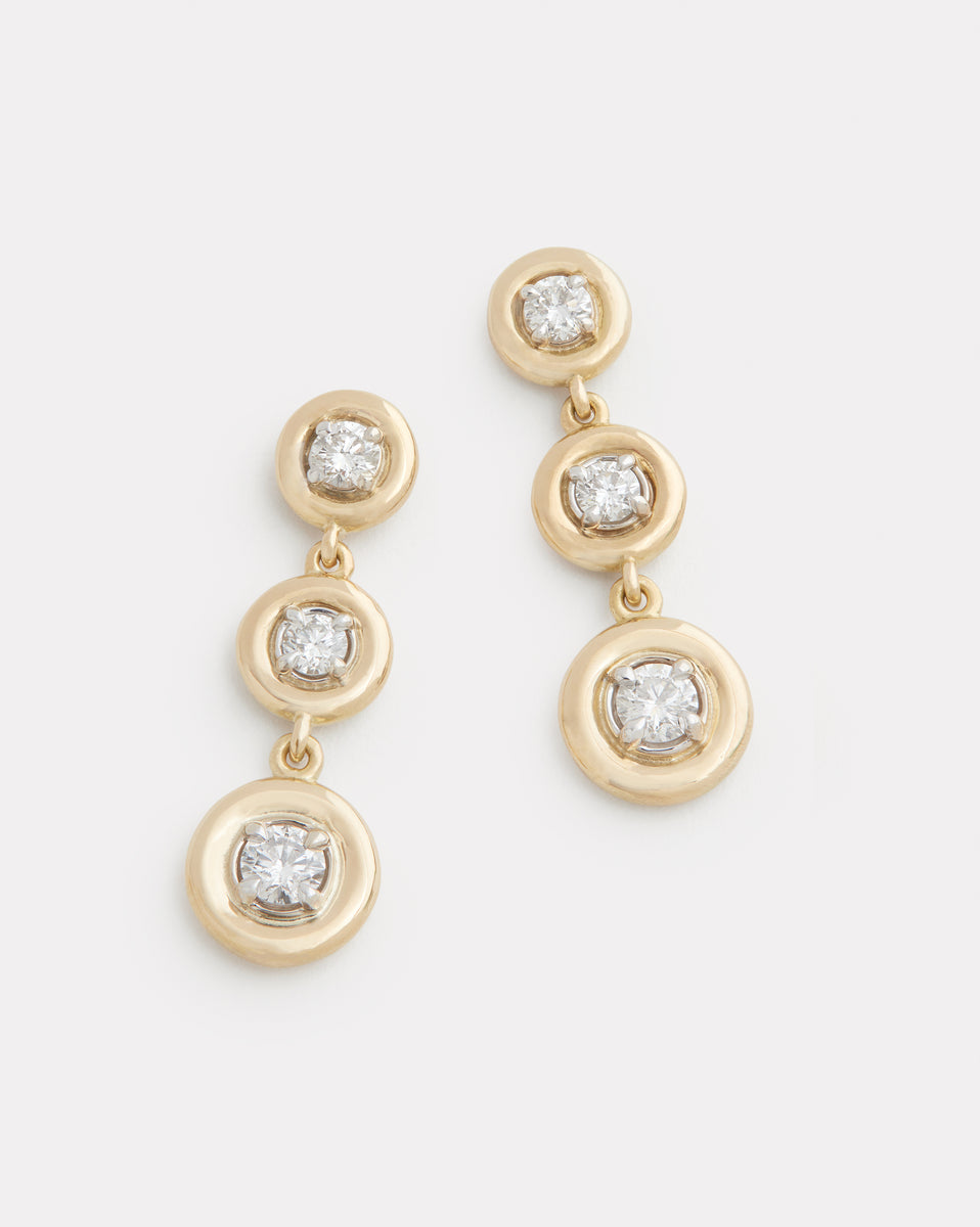 Round Edge Diamond Drop Earrings