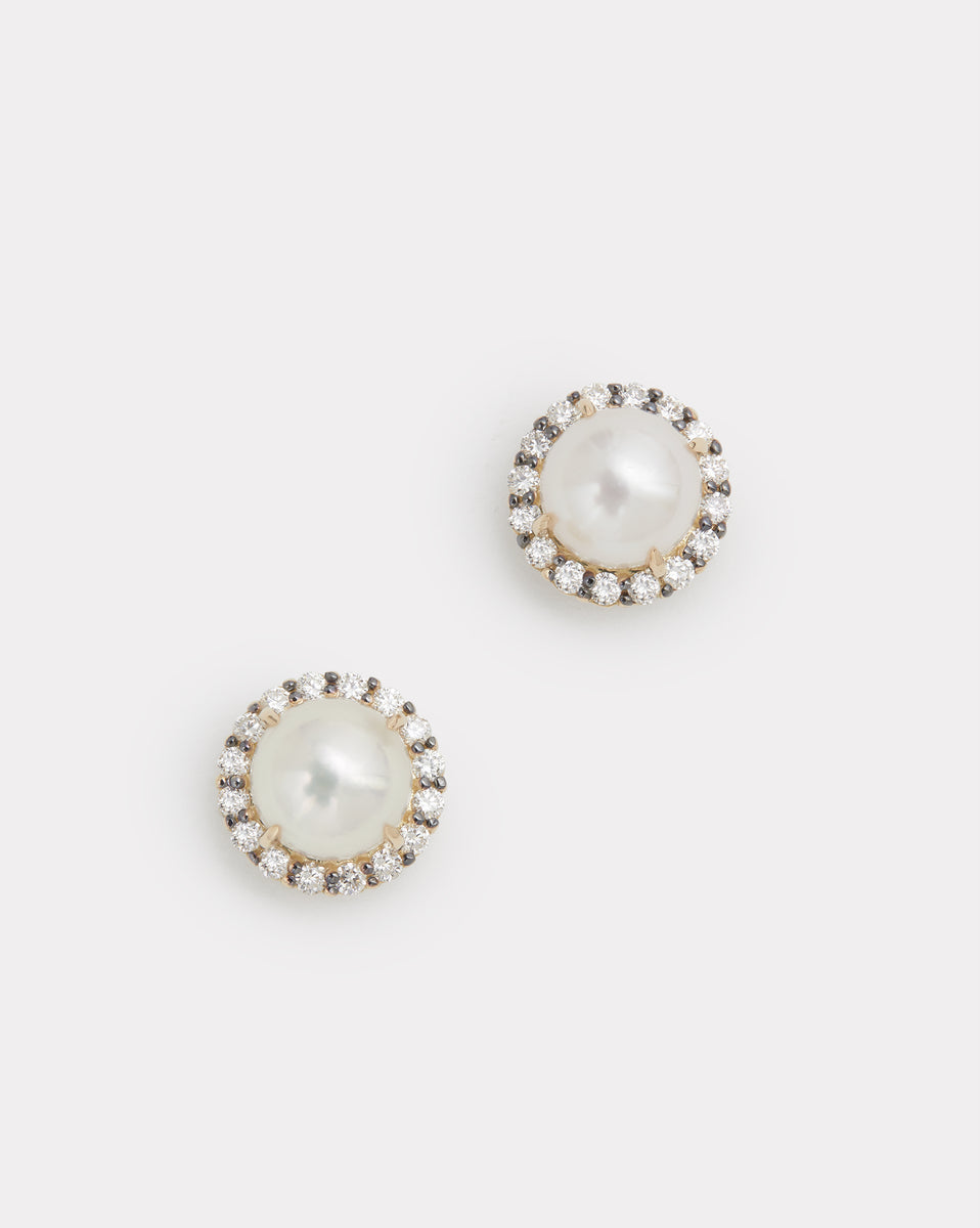 Diamond Edge Pearl Studs