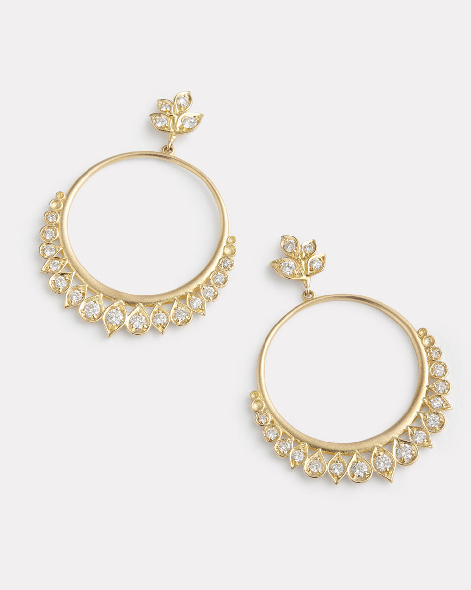 Leaf and Petal Diamond Hoops