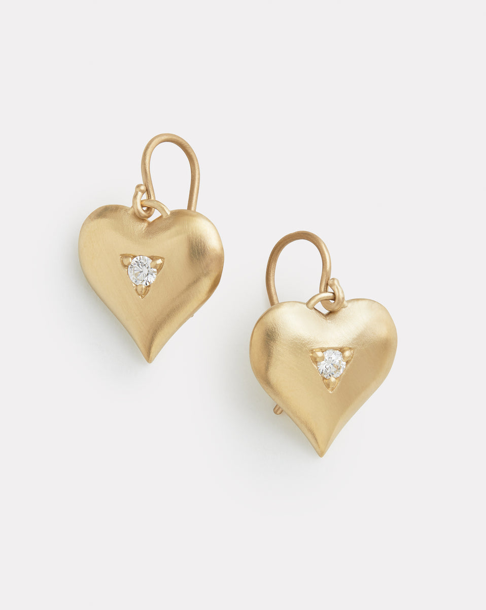 Heart Drop Earring with Diamonds