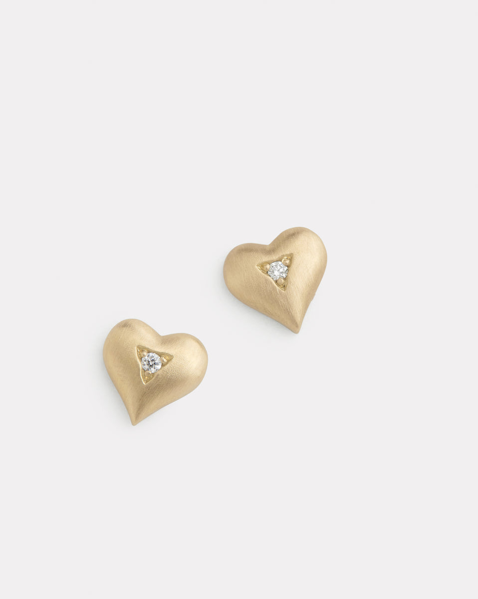 Heart Studs with Diamonds