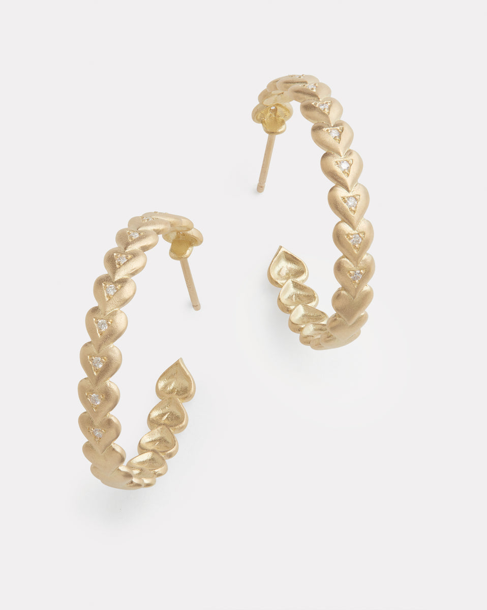 Linked Heart Hoop with Diamonds