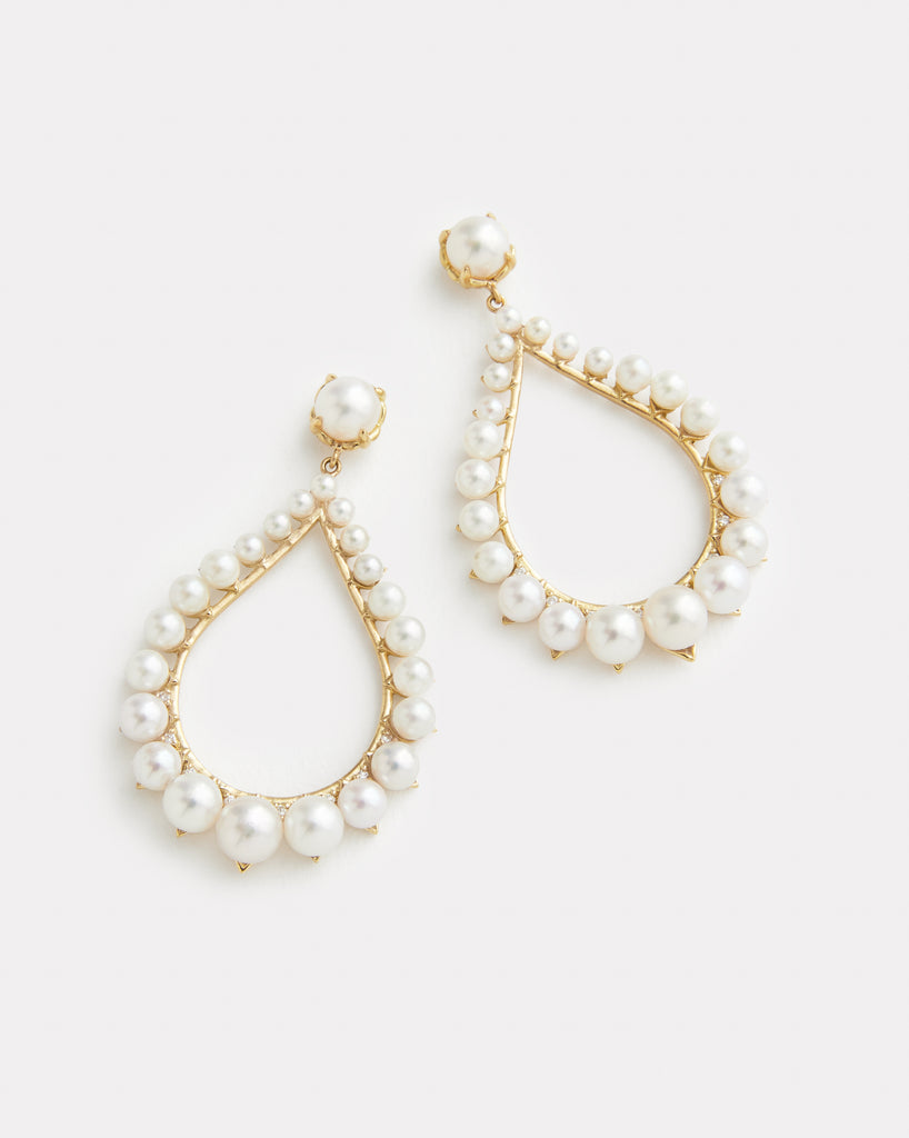 Pear Shape Pearl and Diamond Earring