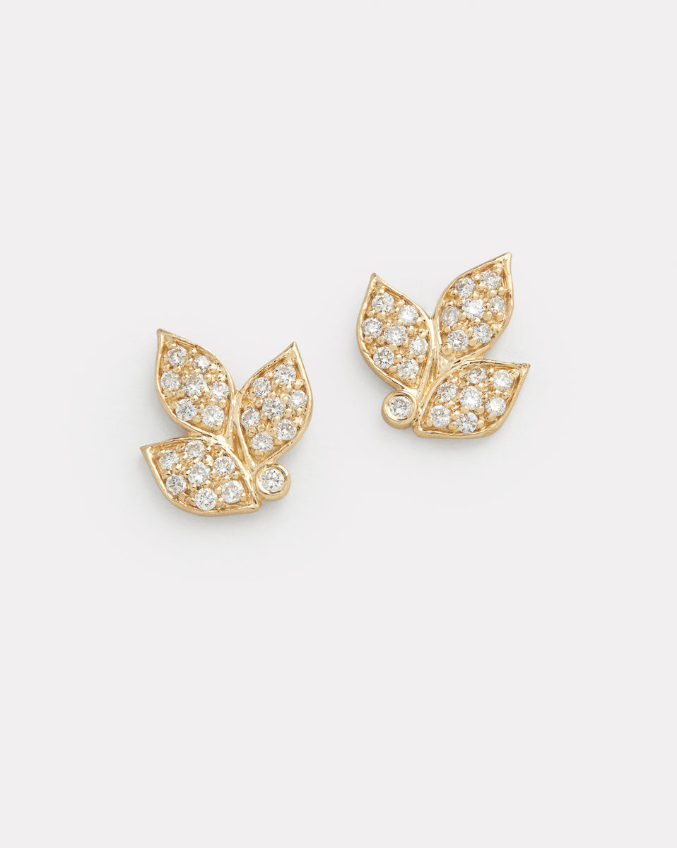 Diamond Leaf Studs