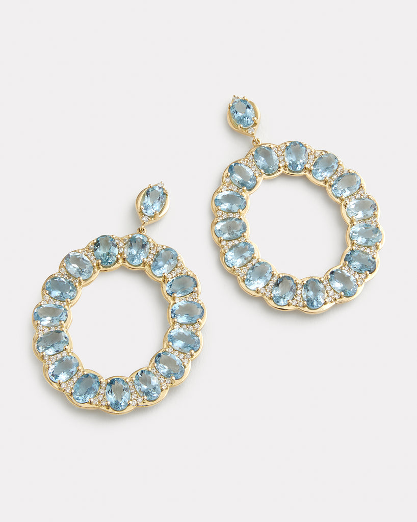 Oval Aquamarine and Diamond Earring