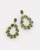 Diamond Detailed Green Tourmaline Pear Shape Earrings