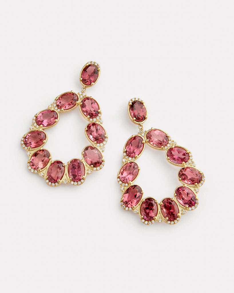 Diamond Detailed Pink Tourmaline Pear Shape Earrings – Jamie Wolf