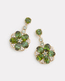 Floral Drop Earring with Green Tourmaline, Green Sapphire, and Diamonds