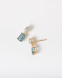 Double Drop Earring with Aquamarine, London Blue Topaz, and Diamonds