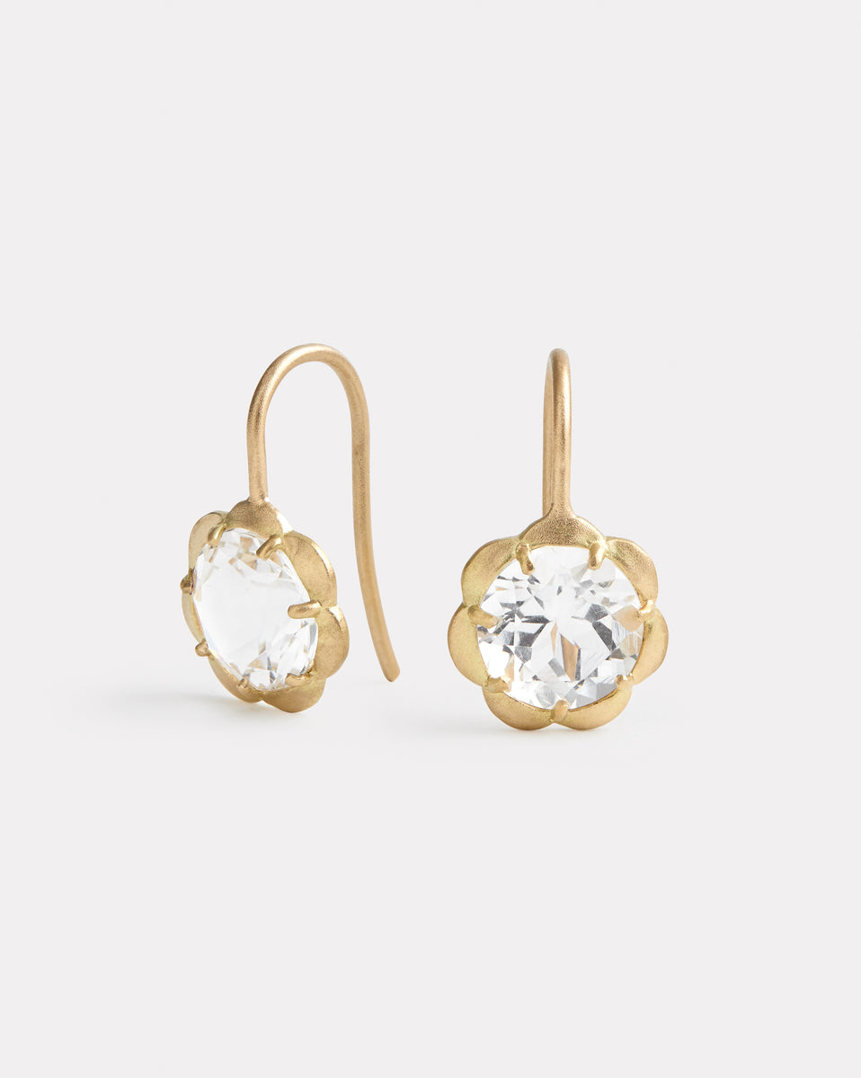 Blossom Drop Earrings with White Topaz