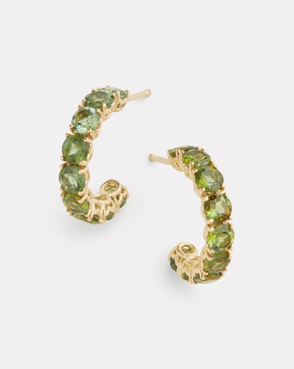 Green Tourmaline Hoop