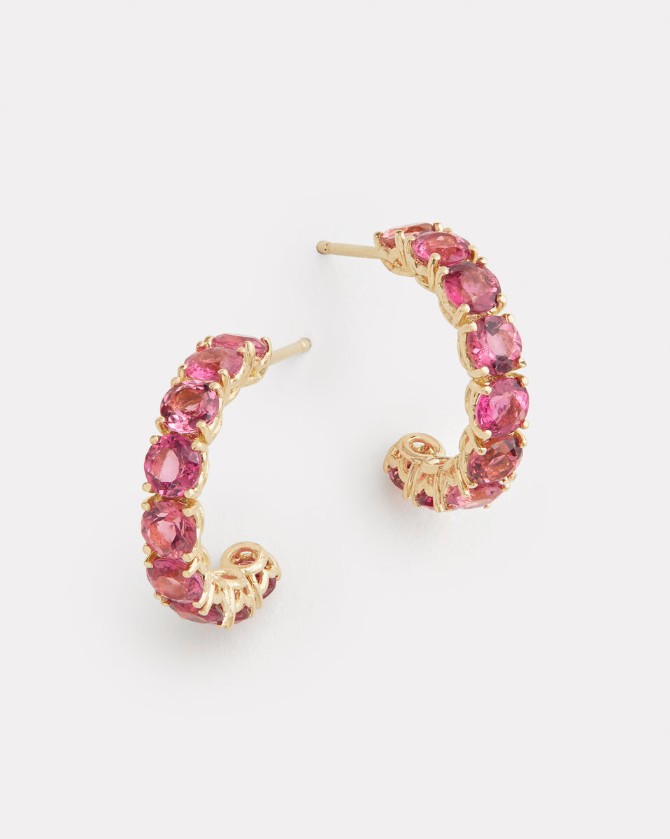 Pink Tourmaline Hoop