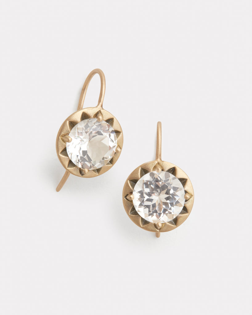 Star Set Drop Earring with White Topaz and Blackened Detail