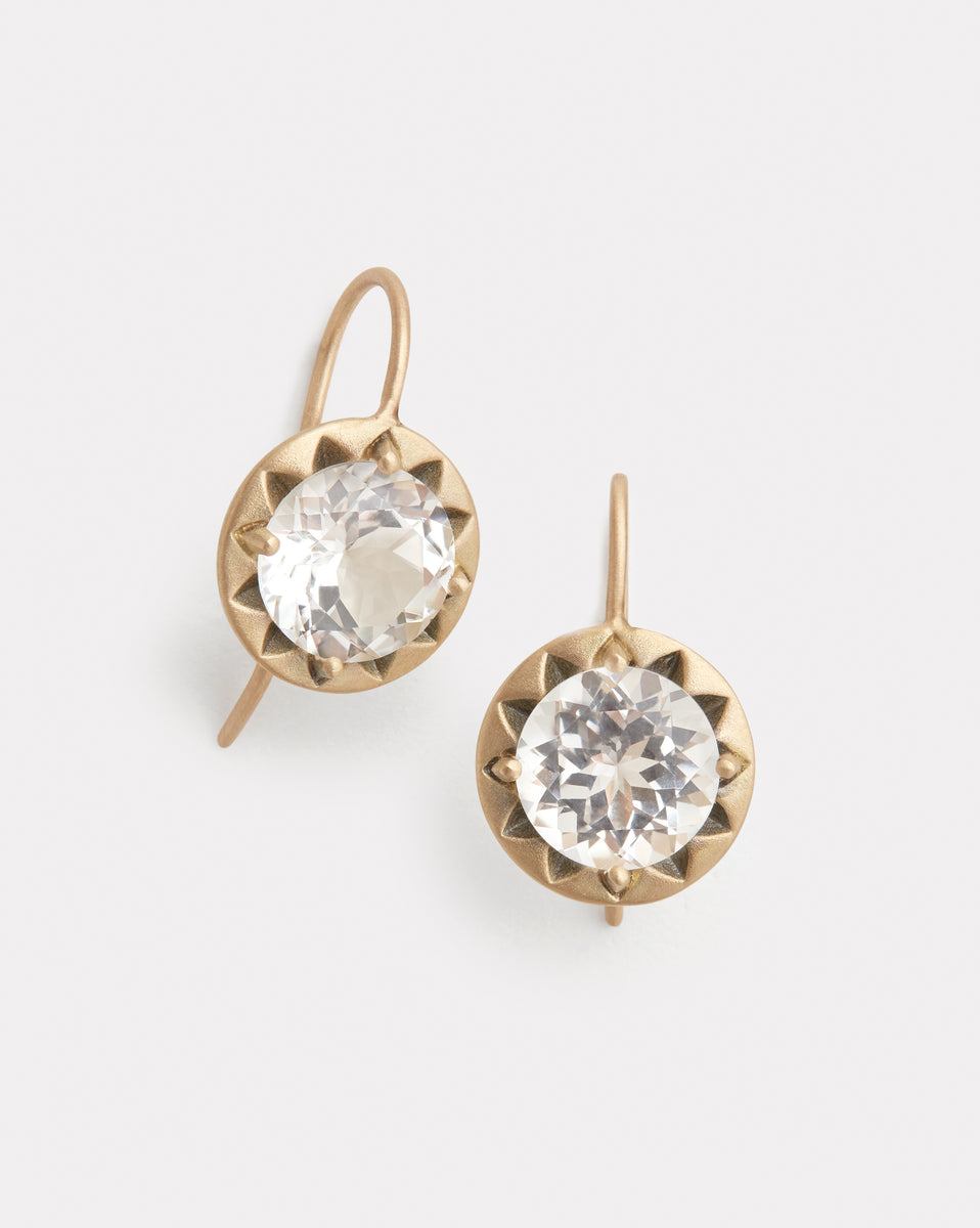 Star Set Drop Earring with White Topaz and Blackened Detail