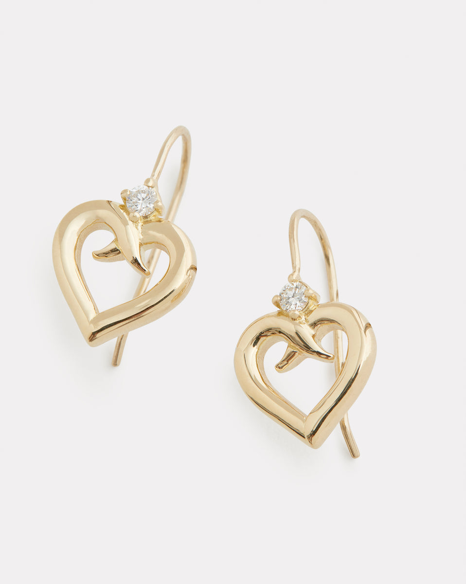 Script Heart Drop Earrings