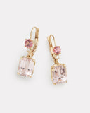 Pink Tourmaline, Kunzite, and Diamond Drop Earring