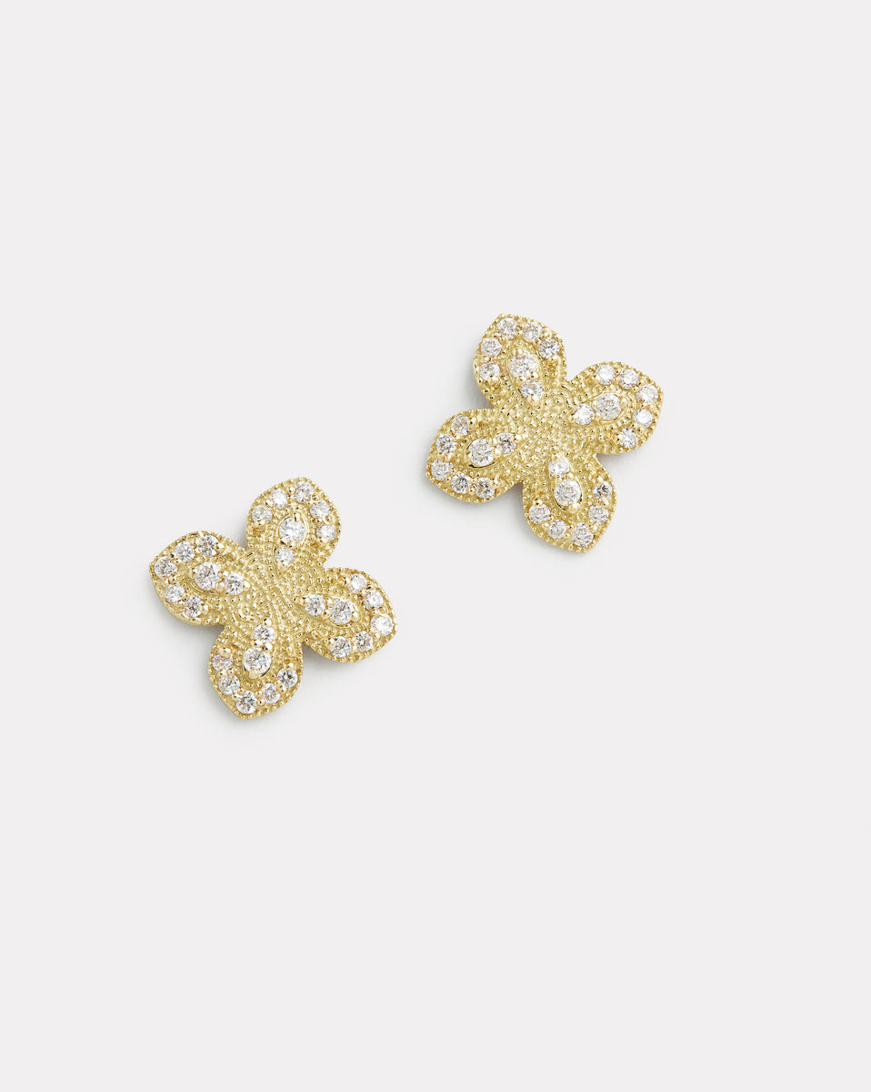 Petite Diamond Flower Studs