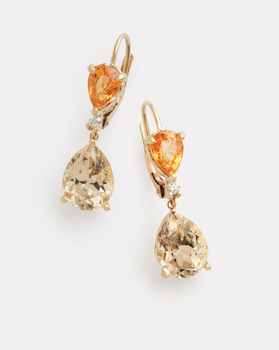 Spessartite, Yellow Beryl and Diamond Drop