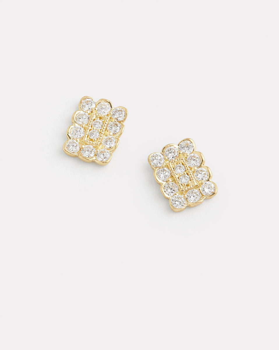 Rectangle Diamond Studs