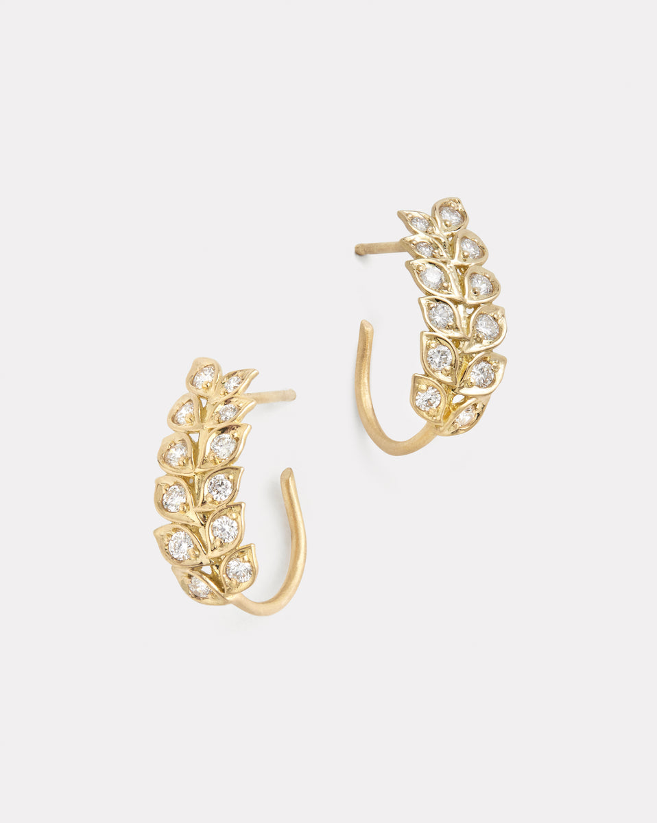 Petite Vine Hoops with Diamonds
