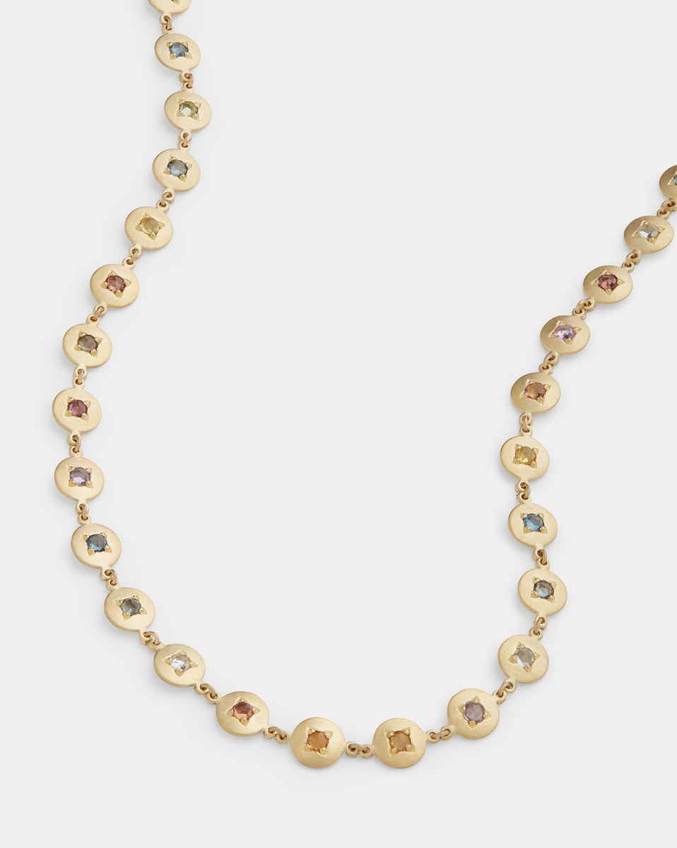 Rose Cut Sapphire Disc Necklace