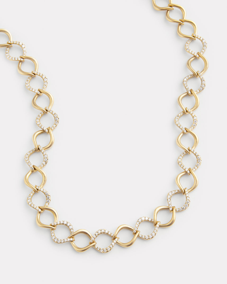 Aladdin Alternating Diamond and Gold Link Necklace