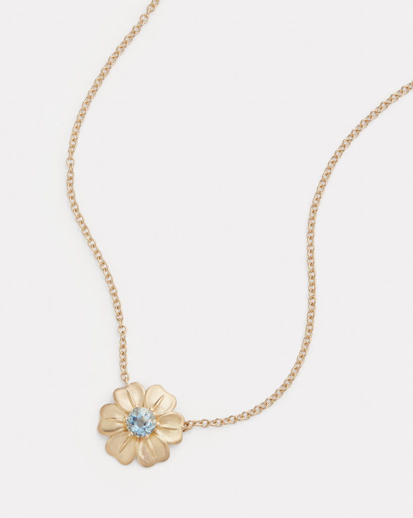 Flower Necklace with Aquamarine