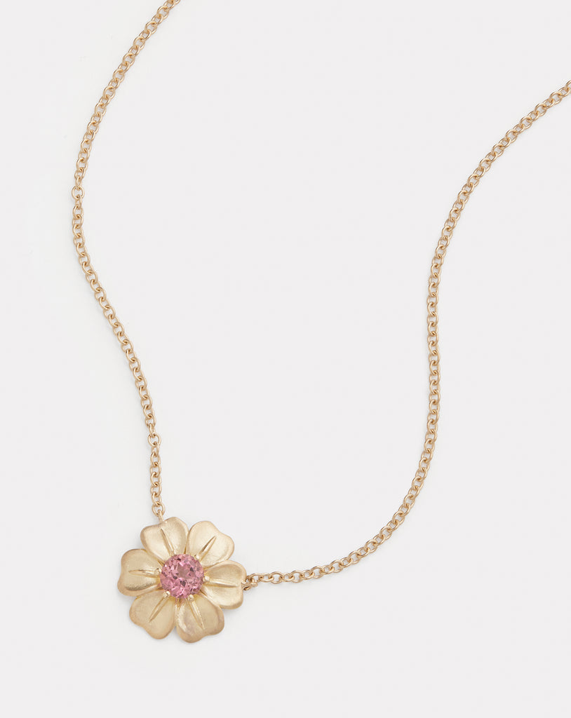 Flower Necklace with Pink Tourmaline